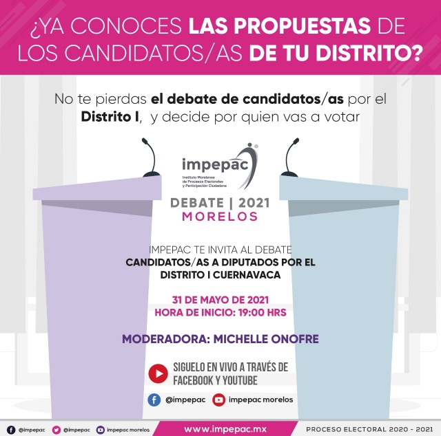 Anuncia Impepac siete debates entre candidatos a ediles y a diputaciones locales