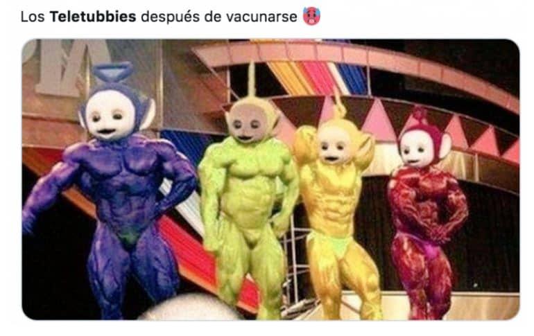 Los Teletubbies después de vacunarse contra COVID.