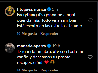 Comentarios de famosos en la publicación de Eugenia León