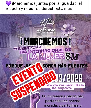 Suspenden marcha por el Día Internacional de la Mujer en Amacuzac