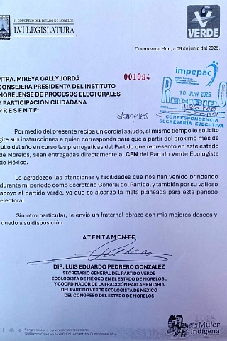 En el Partido Verde en Morelos mandan Jorge Emilio González y el pueblo: Luis Eduardo Pedrero