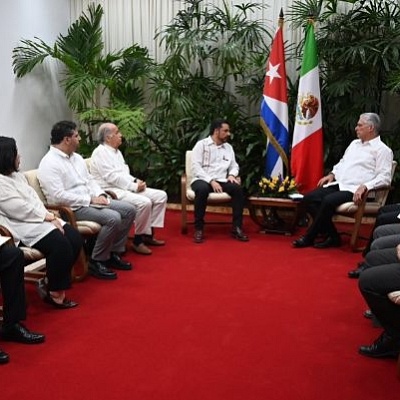 Reunión entre el director del IMSS, Zoé Robledo, y el presidente de Cuba, Miguel Díaz-Canel.