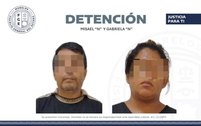 Los detenidos fueron identificados como Misael &ldquo;N&rdquo; y Gabriela &ldquo;N&rdquo;.