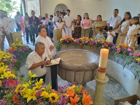 Realizan misa de D&iacute;a de la Candelaria en exconvento de Santo Domingo de Guzm&aacute;n, en Tlaquiltenango