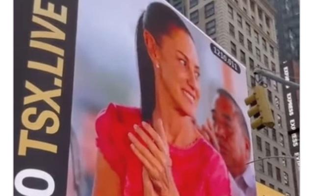 Sheinbaum aparece en pantallas de Times Square: PAN denuncia ante INE