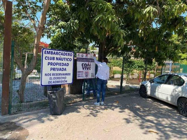 Con la instalación de lonas se pretende informar e inhibir el delito en la zona de Tequesquitengo, dijeron las autoridades.