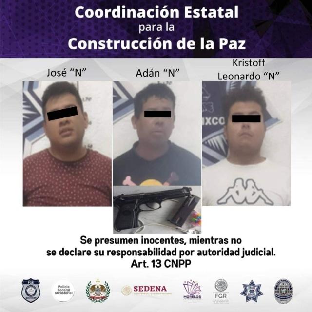 Capturan a tres hombres armados en Temixco