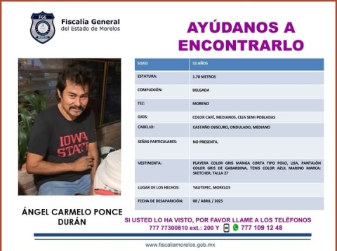 Desapareció en Yautepec hace cuatro días