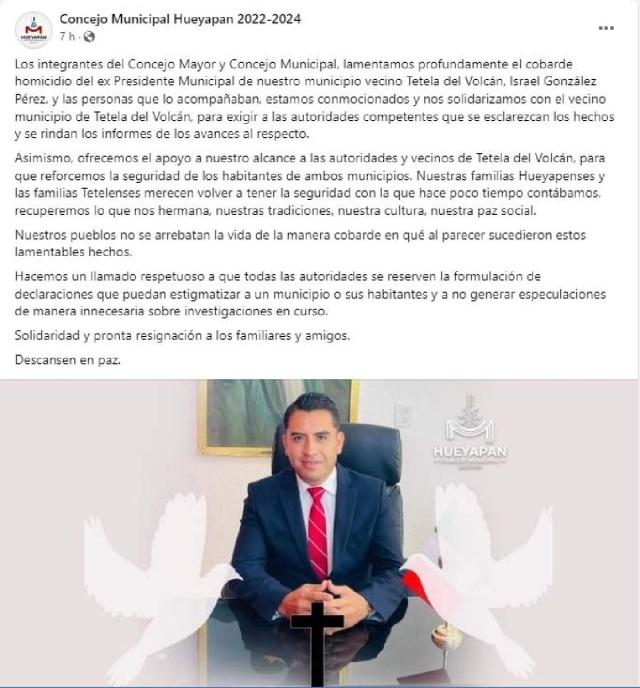 El pronunciamiento de las autoridades de Hueyapan.