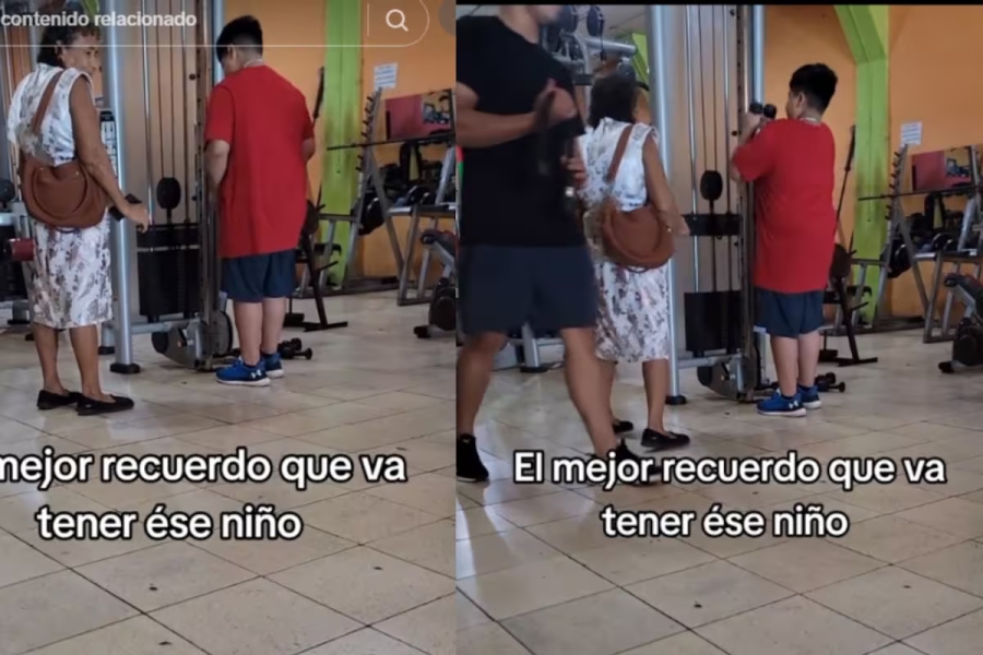 Abuela conmueve tiktok al acompañar a su nieto al gimnasio