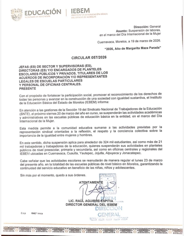 No habr&aacute; clases en escuelas de educaci&oacute;n b&aacute;sica, este viernes