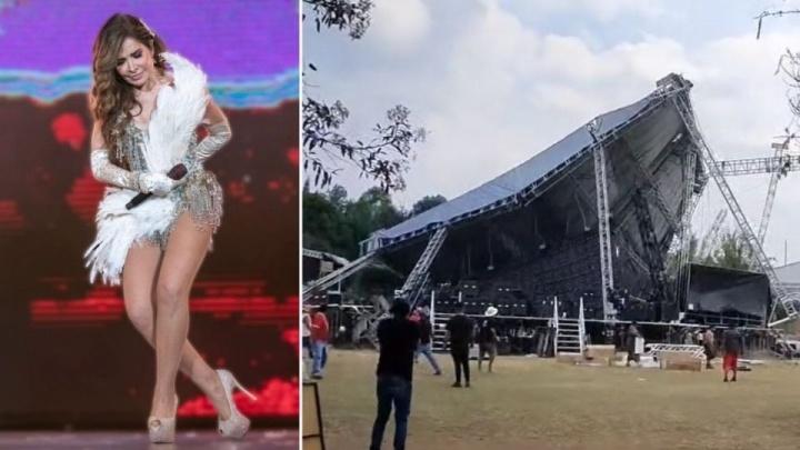 Momento exacto en que colapsa escenario para concierto de Gloria Trevi