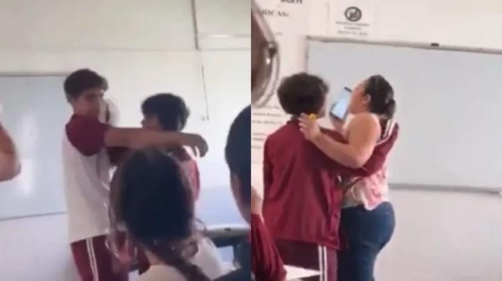 Alumna agrede a compañero y jala del cabello a maestra en pleno salón de clases en Nayarit