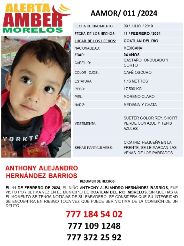 Un niño de cuatro años desapareció en Coatlán