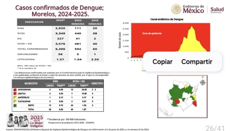 Aumentó a 60 el número de casos confirmados de dengue en Morelos