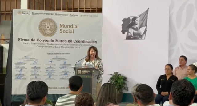 Preside gobernadora firma de Convenio de Intervenci&oacute;n y Modernizaci&oacute;n de Infraestructura Deportiva Comunitaria rumbo al Mundial 2026