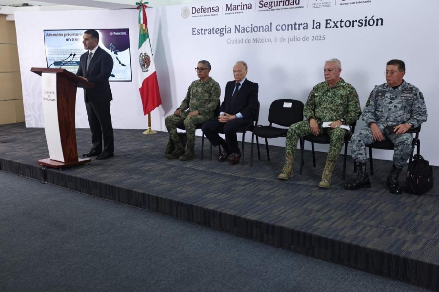 Omar García Harfuch, secretario de Seguridad y Protección Ciudadana federal, presentó el plan nacional contra la extorsión y detalló sus alcances.  