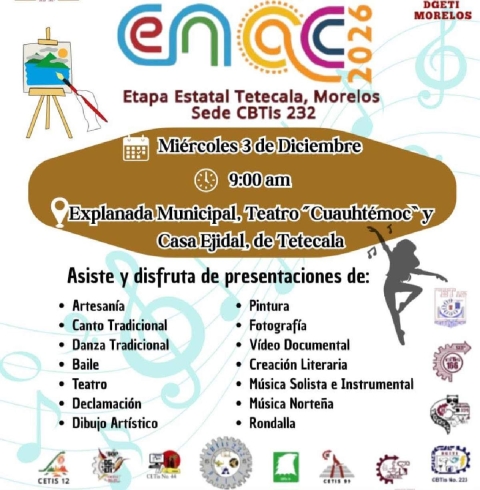 Tetecala ser&aacute; sede del XXIX Encuentro Nacional de Arte y Cultura de la DGETI Morelos