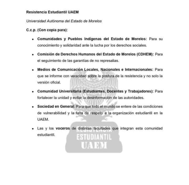 Resistencia Estudiantil UAEM no permitir&aacute; ingreso a polideportivo del campus Chamilpa para entrega de carta de garant&iacute;as