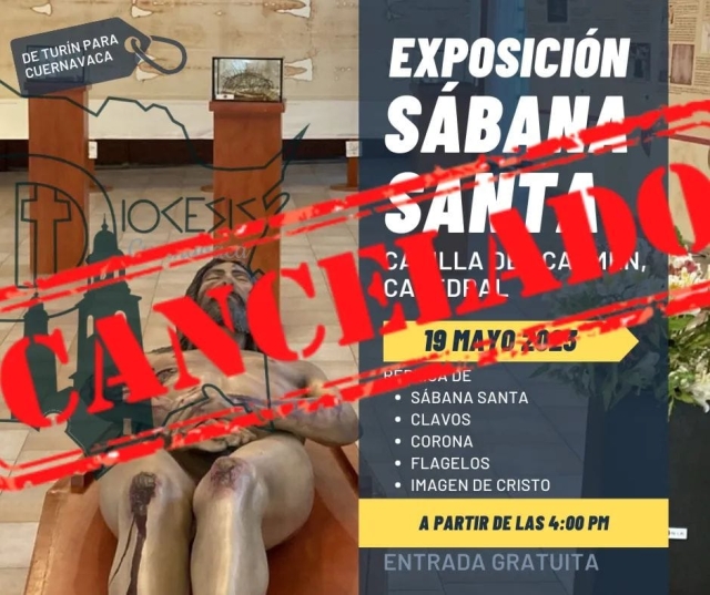 Cancelan evento &#039;Exposición de la sábana santa&#039;