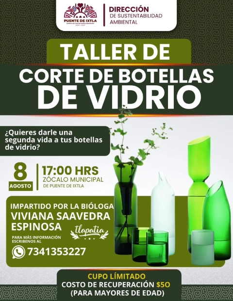 Invitan a taller de corte de botellas de vidrio en Puente de Ixtla