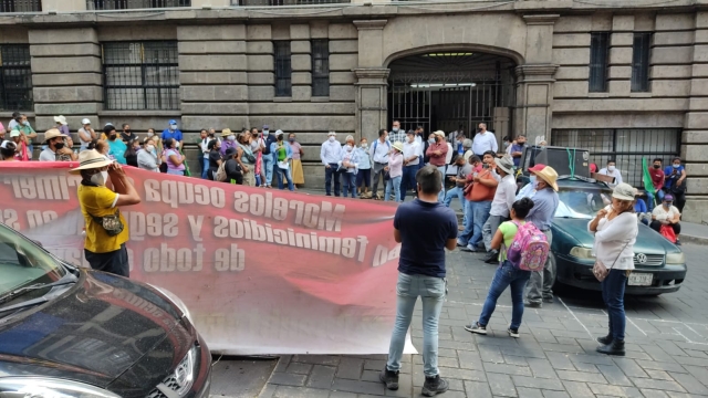 Manifestación antorchista en el centro de Cuernavaca