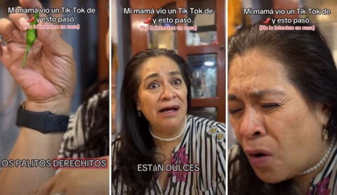 ¡No le creas al tallo! Señora probó un chile &#039;inofensivo&#039; y su reacción se volvió viral