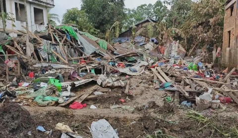 Estado en que quedó una de las dos escuelas bombardeadas.