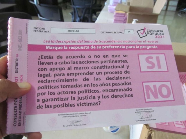 Este domingo se celebrará la consulta popular en todo el país. La junta distrital 04 del INE aseguró que está todo listo para su realización e invitó  a los ciudadanos a participar.