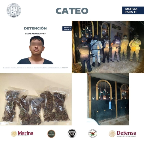  Diversas corporaciones de seguridad participaron en el cateo del domicilio donde supuestamente traficaban drogas. 