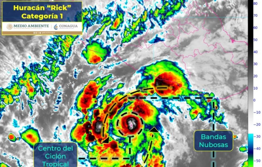 Rick se fortalece a huracán categoría 1.