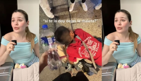 Tiktoker denuncia insólita estafa en CDMX: niño se lanza sobre su maleta para pedir dinero