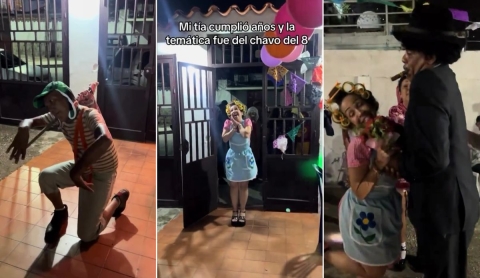 Tía celebra su cumpleaños con fiesta de &#039;El Chavo del 8&#039; y disfraza a toda la familia