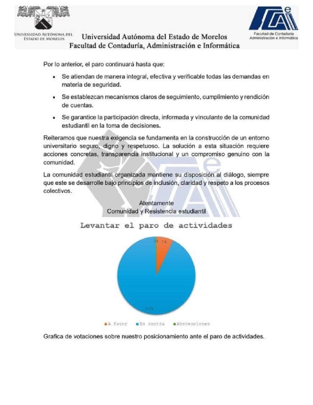 Paristas rechazan regreso a clases en FCAeI 