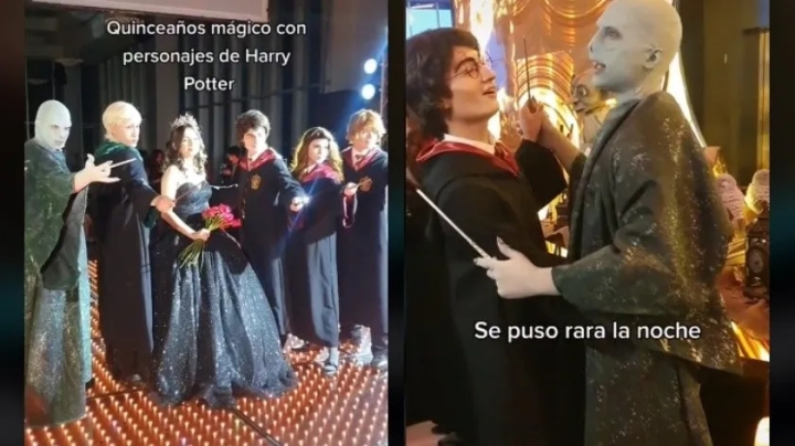 Personajes de Harry Potter asisten a quinceañera y Voldemort se luce en la pista de baile