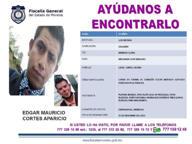 Buscan a joven de oficio payaso que está desaparecido