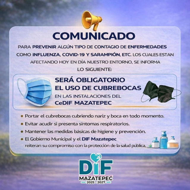 Obligatorio, uso de cubrebocas en CeDIF de Mazatepec