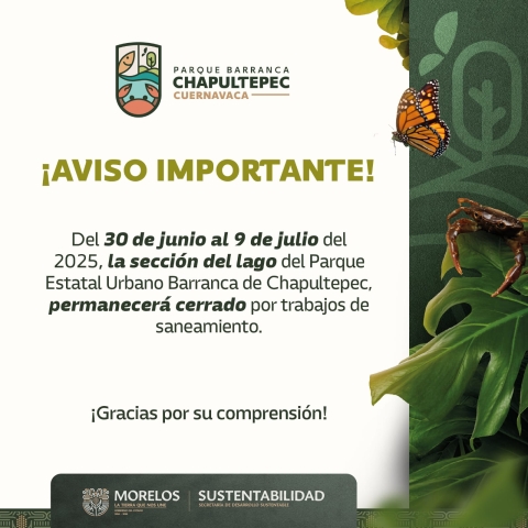 Cerrada por saneamiento sección del lago del Parque Estatal Urbano Barranca de Chapultepec