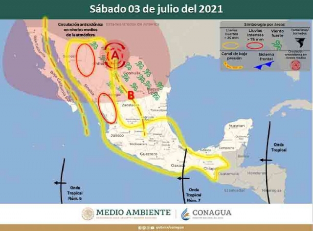 Se esperan lluvias moderadas a fuertes para la entidad  