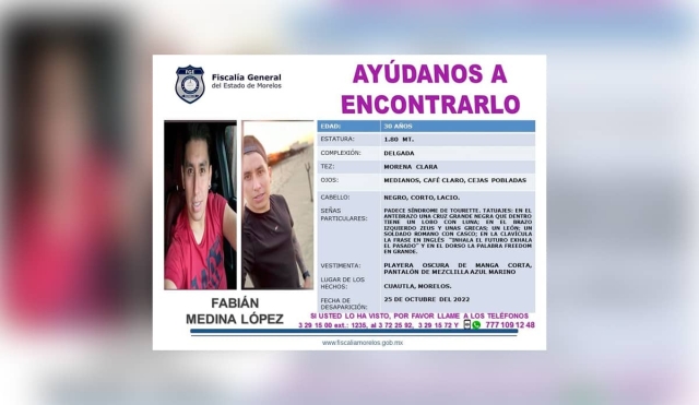 Buscan a un cuautlense aquejado de una enfermedad nerviosa