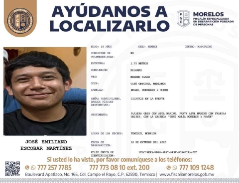 Un adolescente desapareció en Temixco