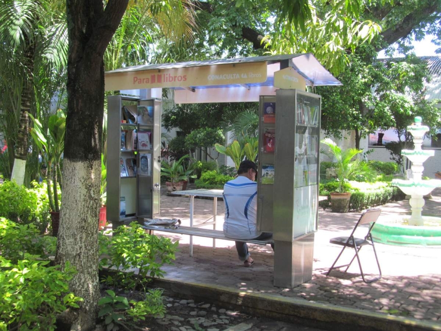 El paralibros ya sobrevivió a varias administraciones. Se invita a la población a aprovechar el tiempo de espera de algún trámite leyendo un libro.
