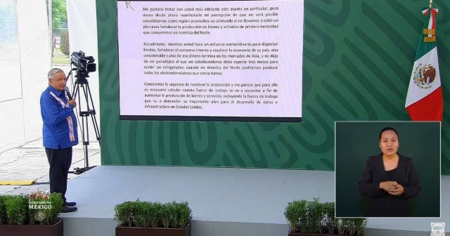 AMLO envía carta a Joe Biden para ayudar a migrantes.