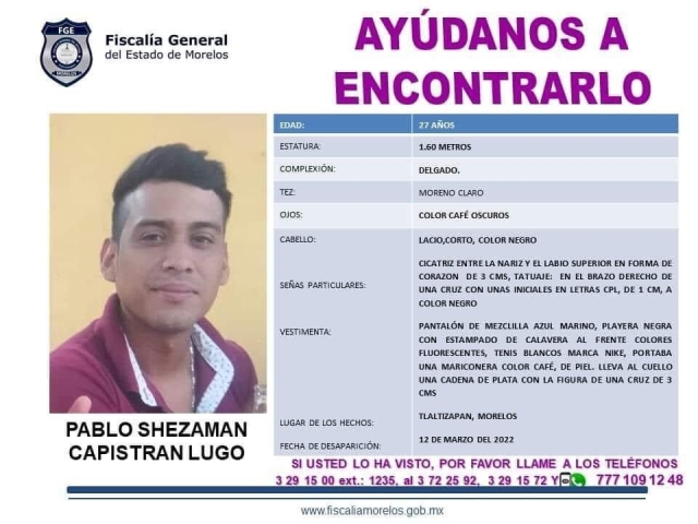 Buscan a un joven desde hace más de un mes