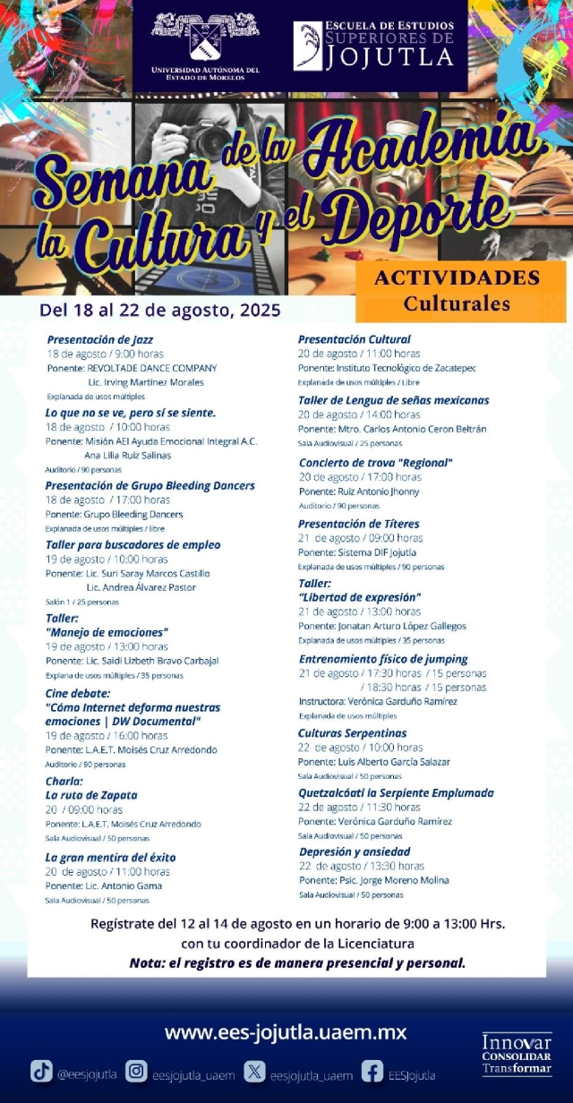   La EESJ invita a las actividades de su semana académica, cultural y deportiva para la comunidad escolar y el público en general.