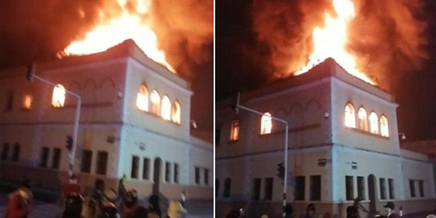 Queman Palacio de Justicia, tras enfrentamientos en Colombia.