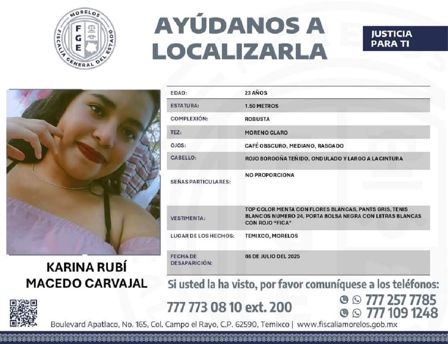 Buscan a joven desaparecida en Temixco