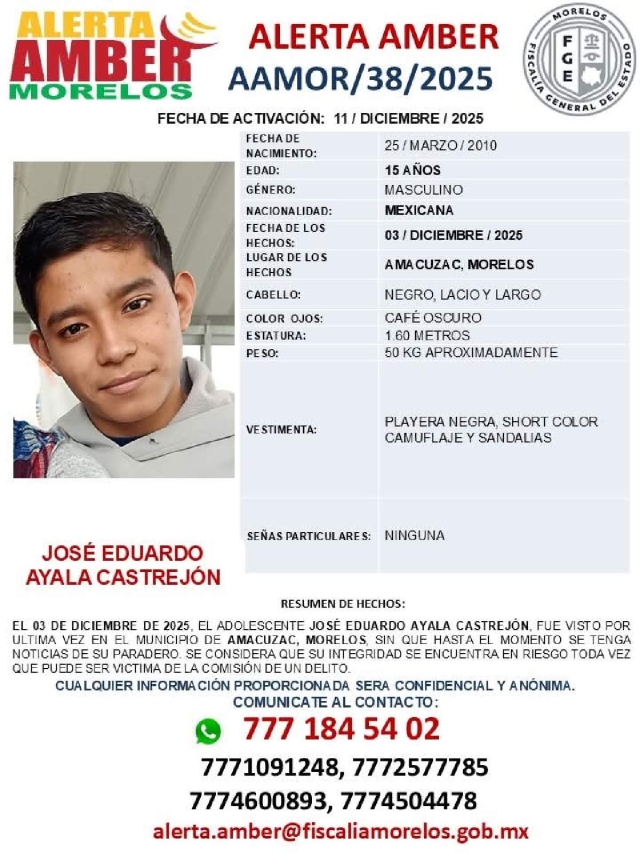 Buscan a menor desaparecido en Amacuzac