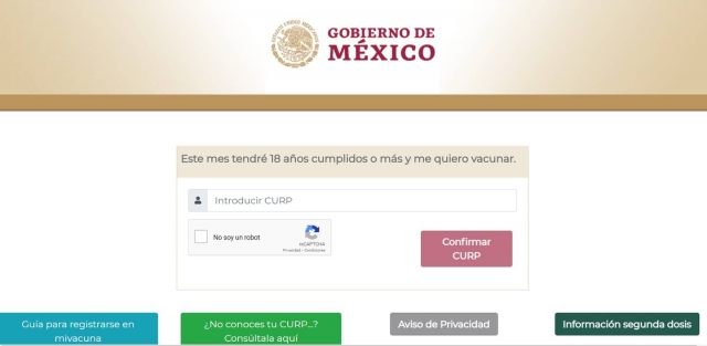 Inicia registro de vacunación COVID para personas de 18 a 29 años.