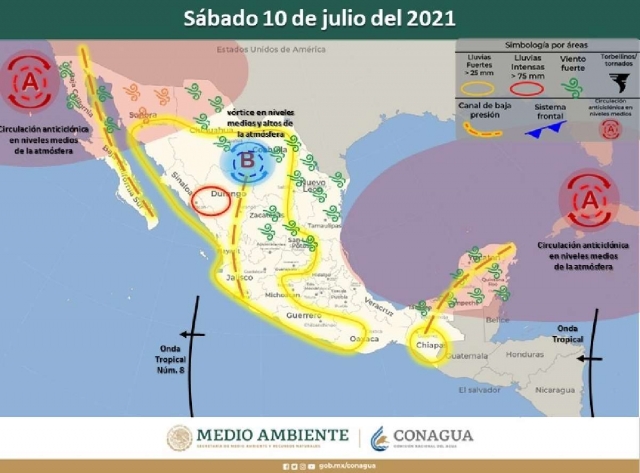 Morelos se encuentra en la zona donde se esperan lluvias fuertes.